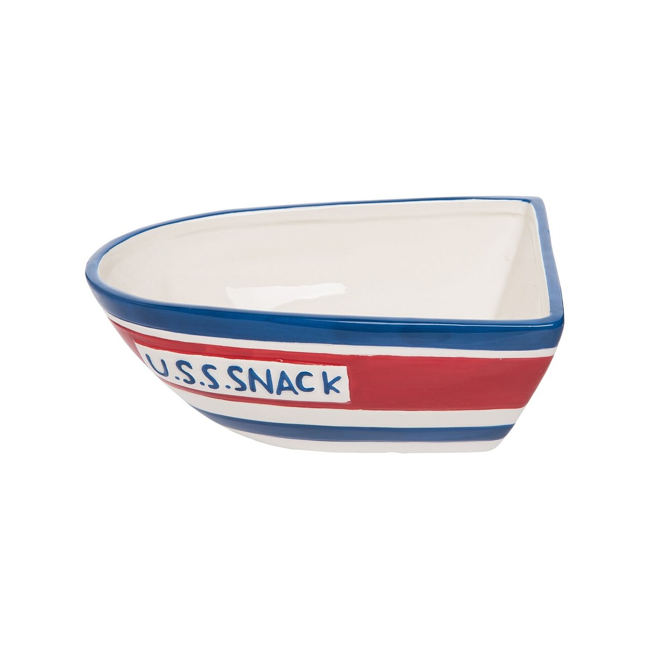 Small Ceramic "U.S.S. Snack" Bowl - Coastal, Nautical Serveware
